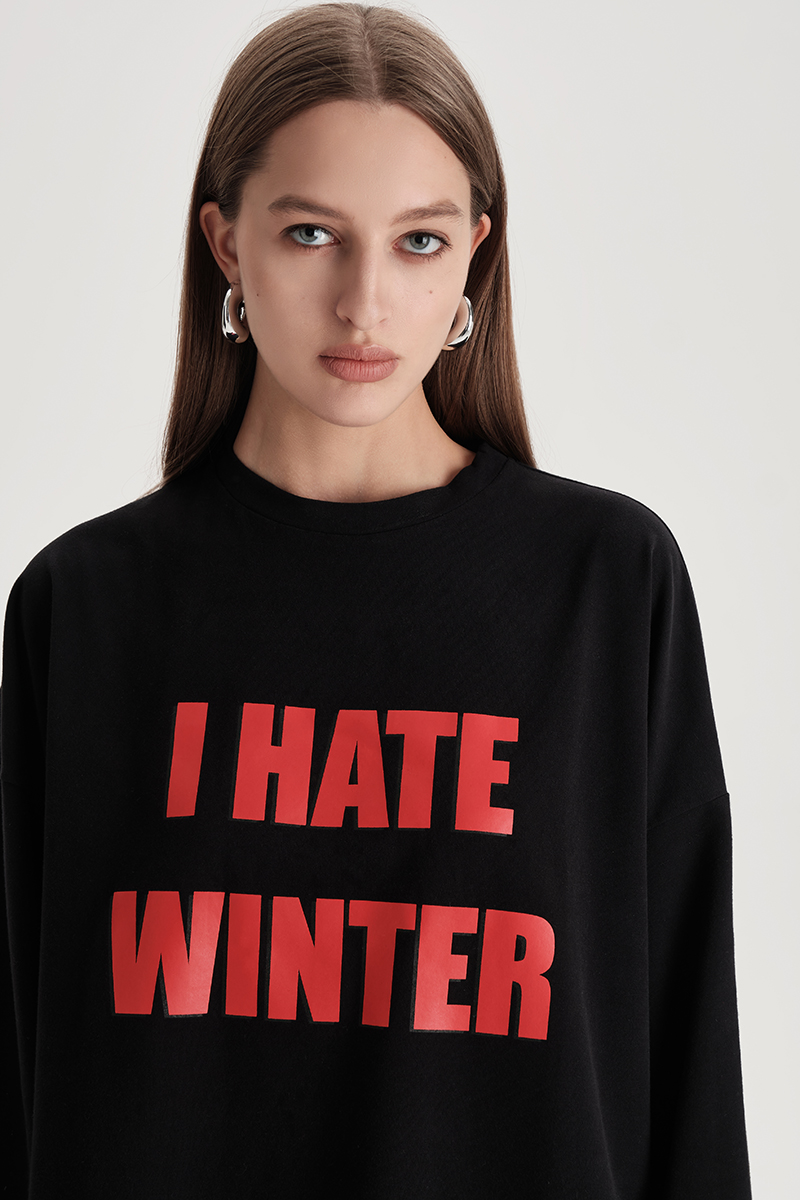 Картинка Лонгслив I Hate Winter черного цвета от магазина