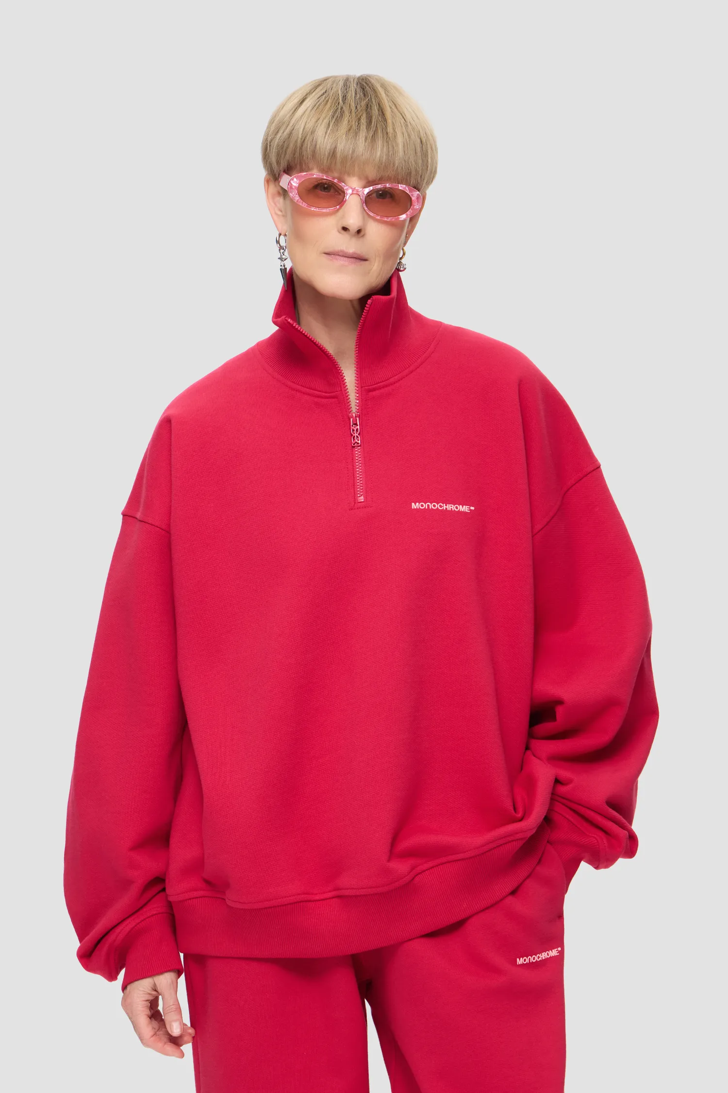 Картинка Свитшот трикотажный SWEATSHIRT HALF-ZIP CLASSY RASPBERRY от магазина