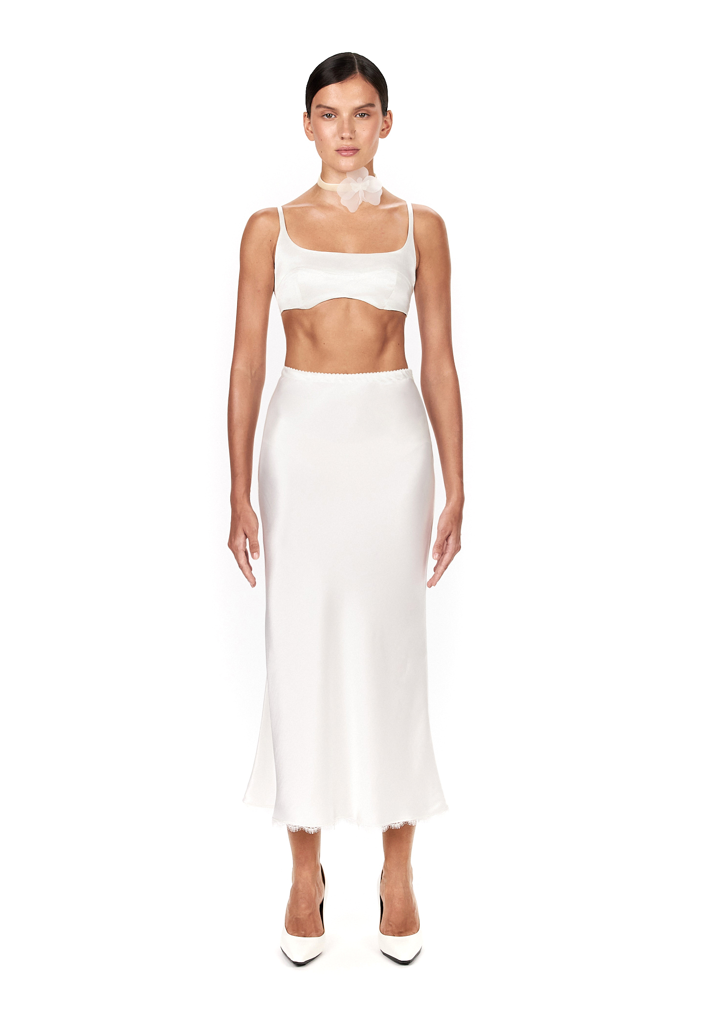 Картинка Юбка из атласа ALMOST READY белая от магазина