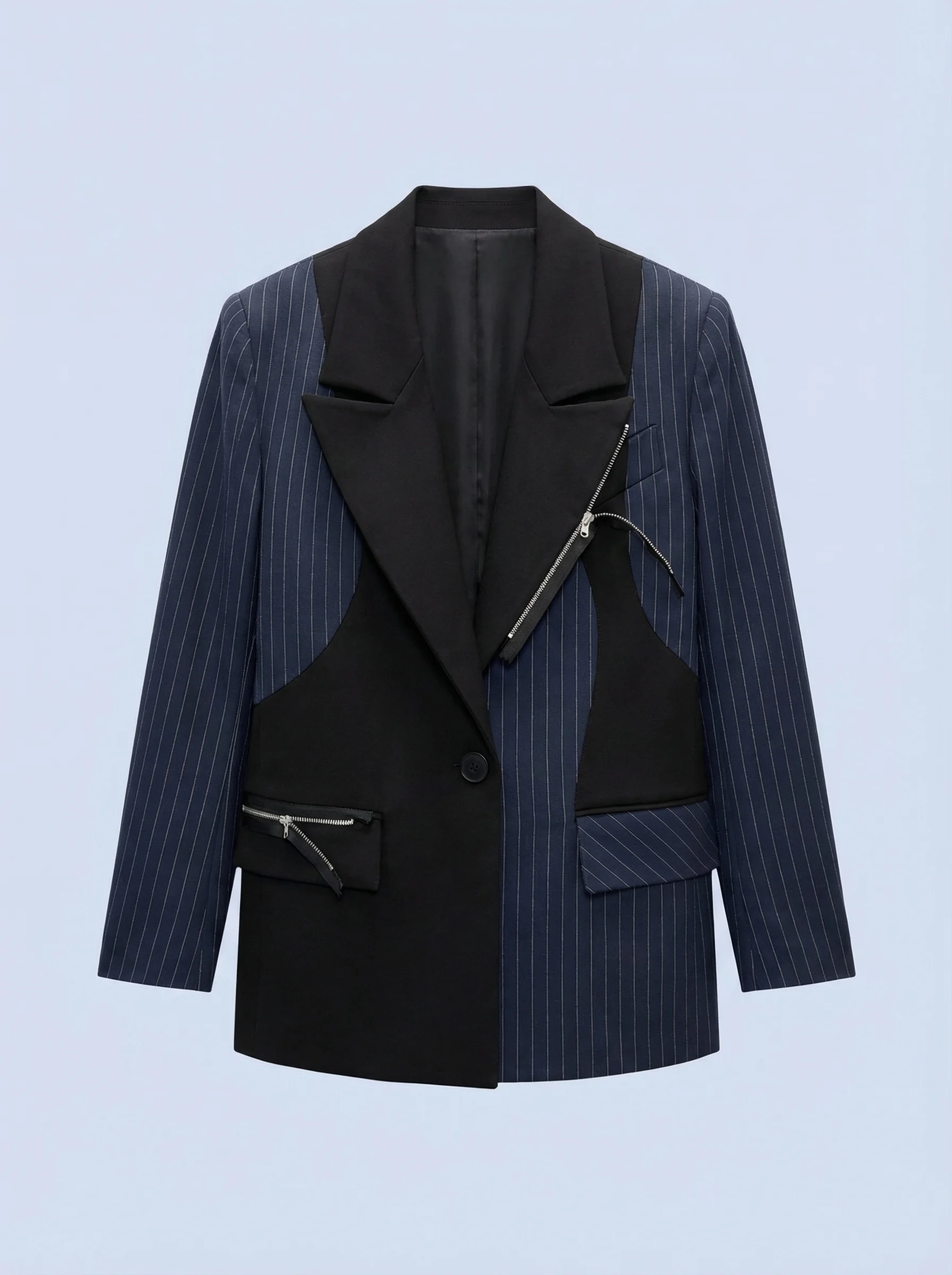 Картинка Жакет комби синяя полоска с молниями от магазина