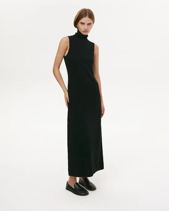 Картинка Платье миди с высоким горлом черного цвета от магазина