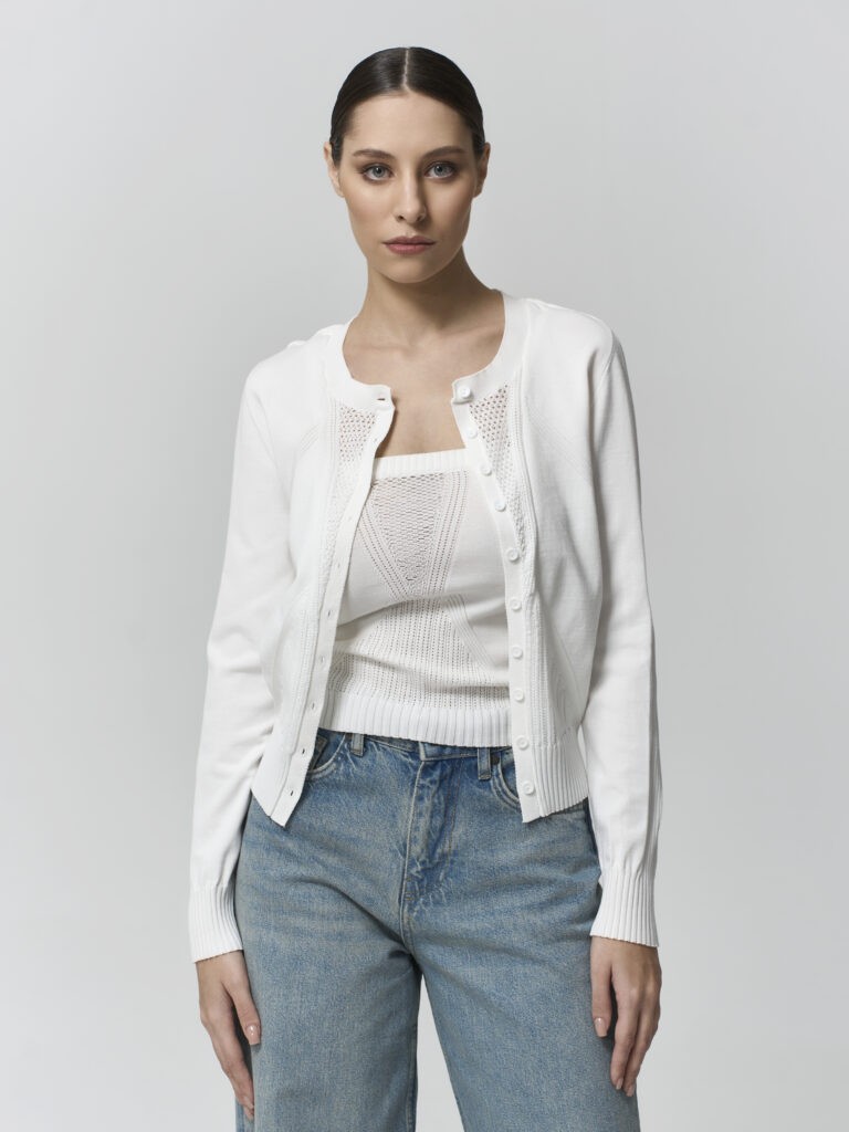 Картинка Кардиган из мерсеризованного хлопка белый от магазина