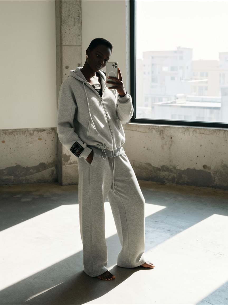 Картинка Брюки футер с необработанным краем серые от магазина