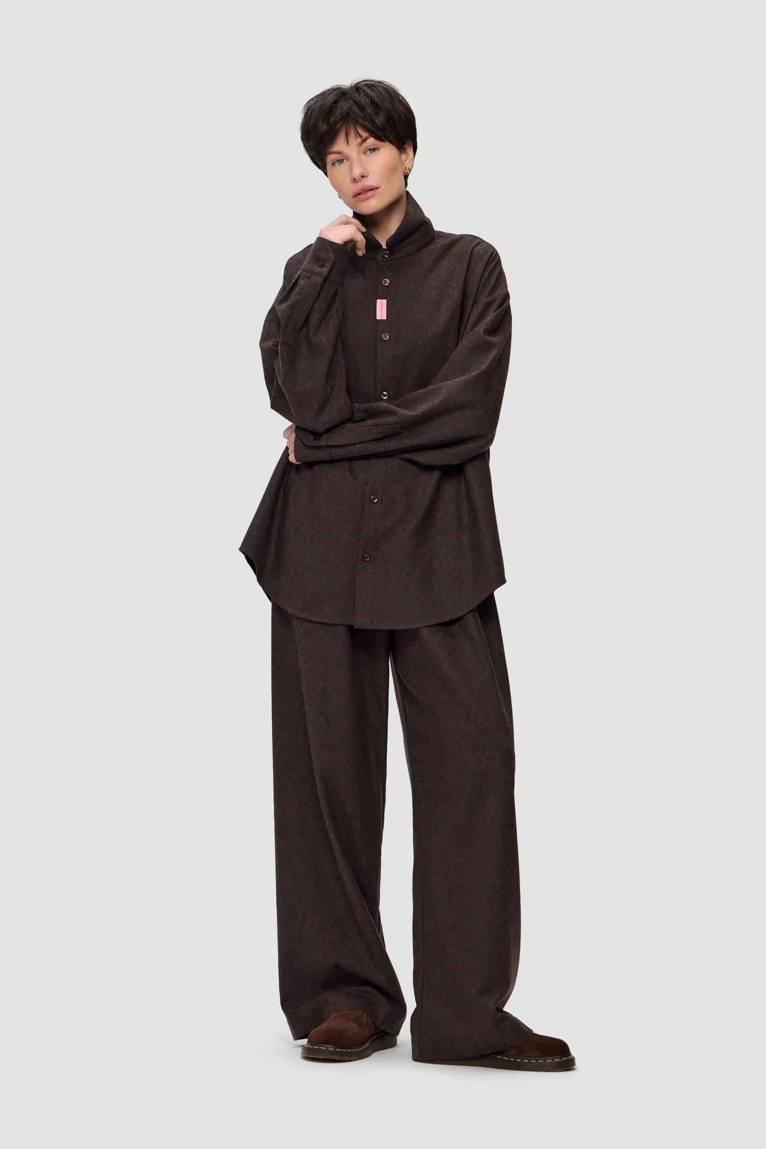 Картинка Рубашка COLLAR WOOL MELANGE BROWN от магазина