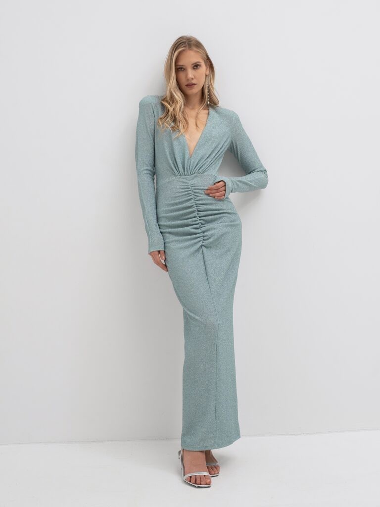 Картинка Платье трикотажное с люрексом ментоловое от магазина