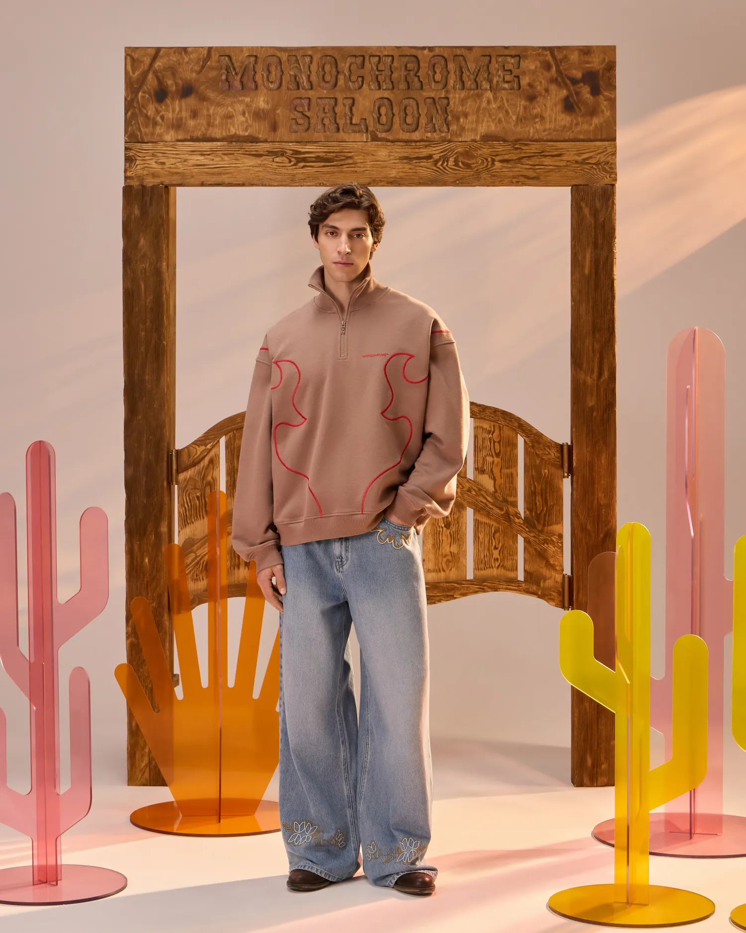 Картинка SWEATSHIRT HALF-ZIP WESTERN NUDE от магазина