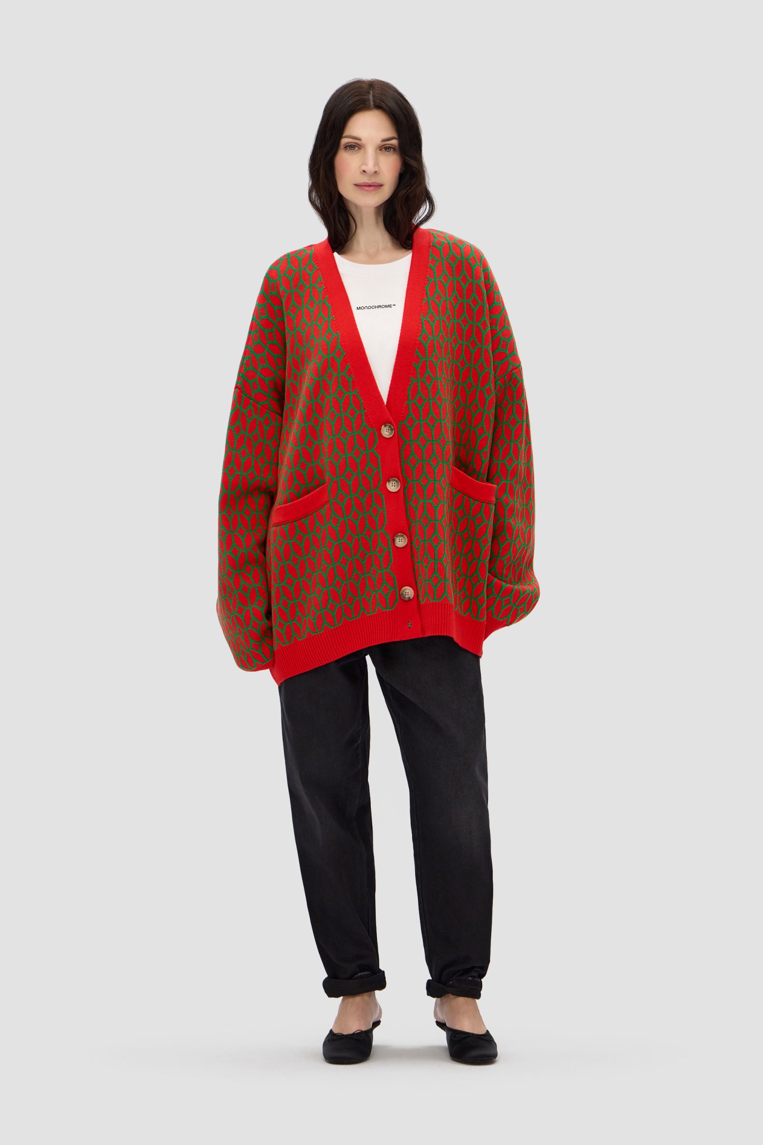Картинка Кардиган трикотажный CARDI PATTERN RED  от магазина