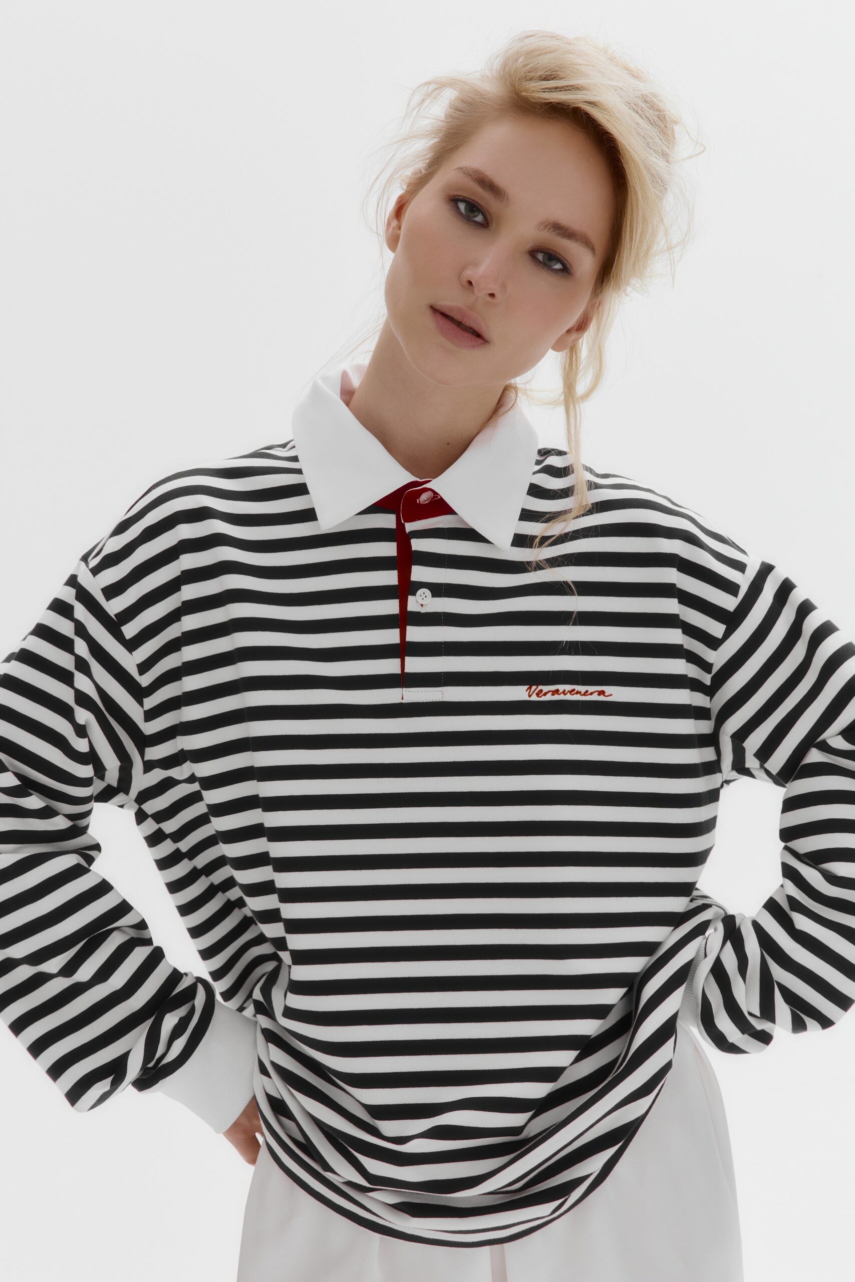 Картинка Лонгслив-поло BRETON STRIPE (синий в полоску) от магазина