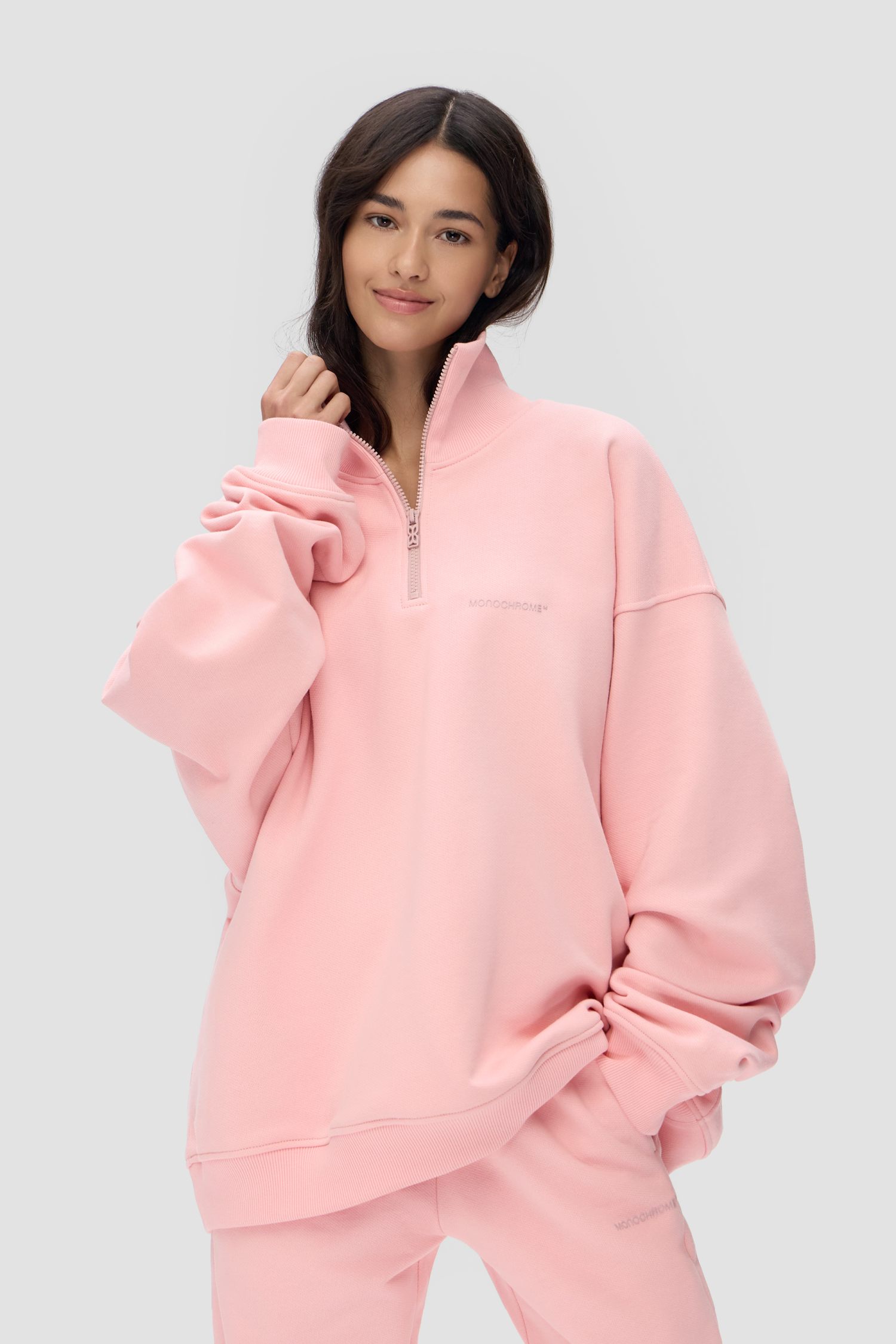 Картинка Свитшот трикотажный SWEATSHIRT HALF-ZIP CLASSY ROSE от магазина