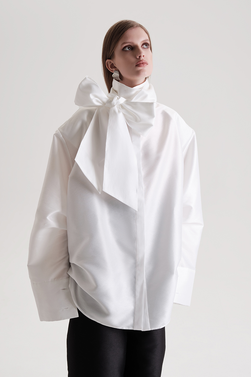 Картинка Рубашка Grand Cru с бантом белого цвета от магазина